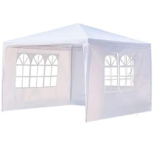 10 ft. x 10 ft. White Patio Tent Party Tent with 3 Removable Side Walls