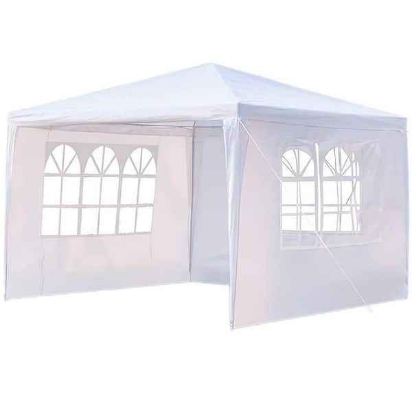 Alpulon 10 ft. x 10 ft. White Patio Tent Party Tent with 3 Removable Side Walls