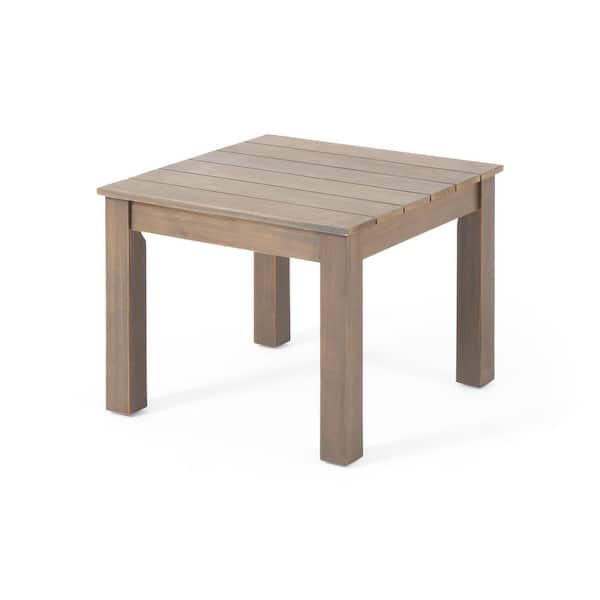 Avex Gray Square Wood 15 in. H Outdoor Side Table