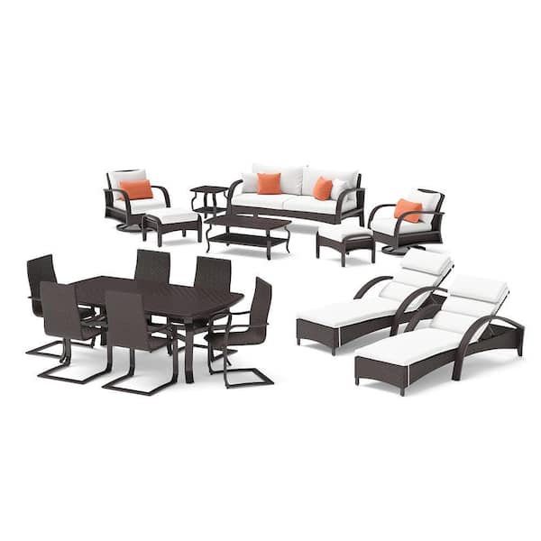 Barcelo Estate 16-Piece Wicker Patio Conversation Set with Sunbrella Cast Coral Cushions