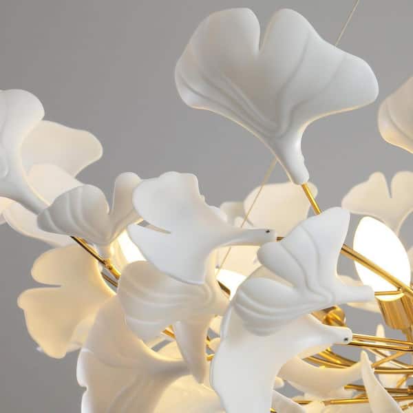 Gleam Flare 6 Light Gold Chandelier, Luxury Ginkgo Branch
