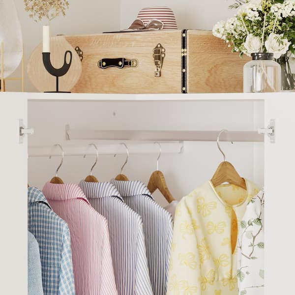 FUFU&GAGA White Wooden 35.4 in. W x 19.8 in. D x 70.9 in. H