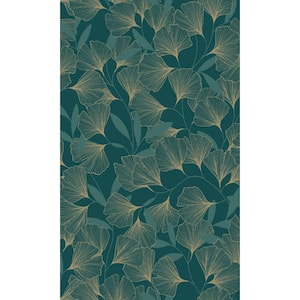 Green Ginko Leaves Tropical Printed Non Woven Non-Pasted Textured Wallpaper 57 Sq. Ft.