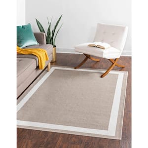 Taupe 5 ft. 2 in. x 7 ft. 5 in. Decatur Border Area Rug