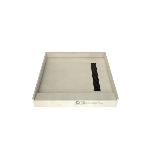 Redi Trench 48 in. x 48 in. Single Threshold Alcove Shower Pan Base with Right Drain and Oil Rubbed Bronze Drain Grate