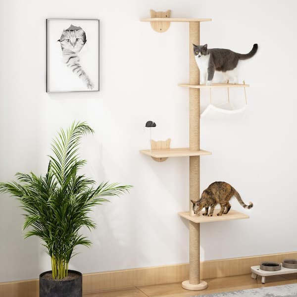 4-Tier Wall-Mounted Cat Tree Tower Scratching Post