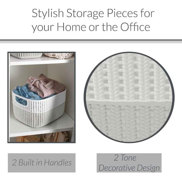 Style Selections 11-in W x 9.1-in H x 14.2-in D White Plastic Basket in the Storage  Bins & Baskets department at