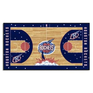 NBA Retro Houston Rockets Blue 2 ft. x 4 ft. Court Area Rug