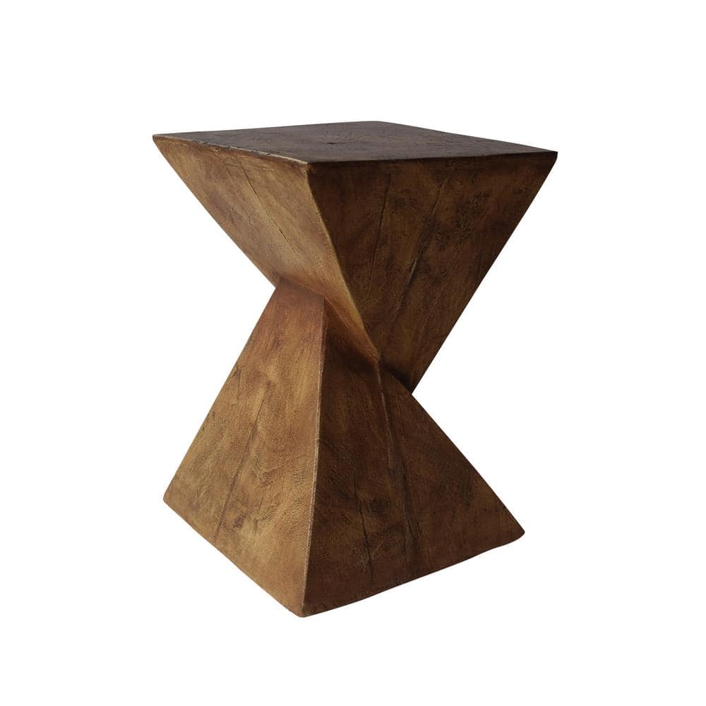 Natural Twisted Hourglass Concrete Accent Table