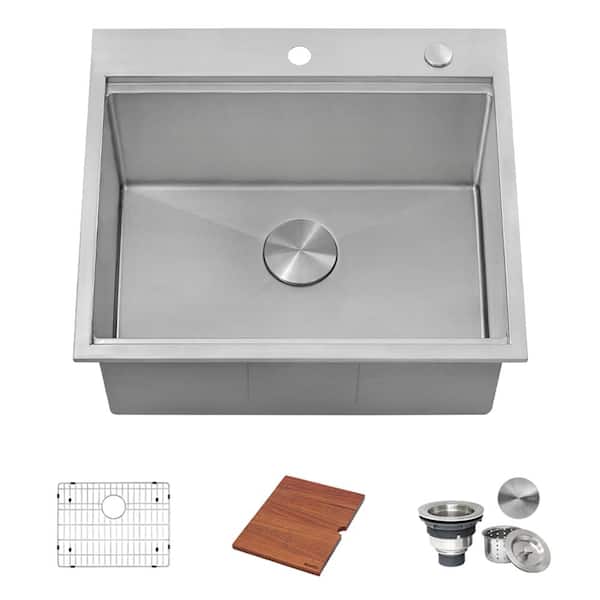 Ruvati Alto 25x22x12 Inch Stainless Steel Laundry Workstation Sink with Washboard