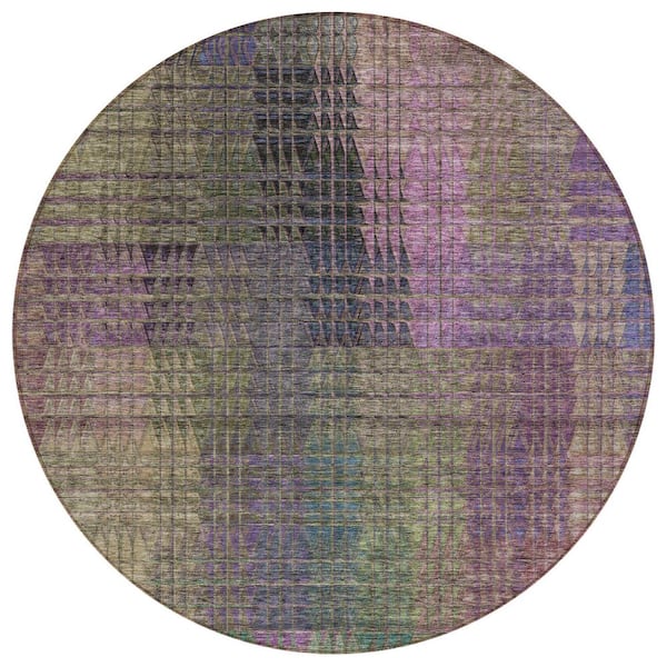 Chantille Machine Washable Indoor/Outdoor Abstract ACN828 Plum 8 ft. x 8 ft. Area Rug