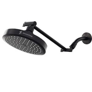 6-Spray Patterns with 2.5 GPM 6 in. Wall Mount Rain Fixed Shower Head and High Pressure Rain in Midnight Black Matte