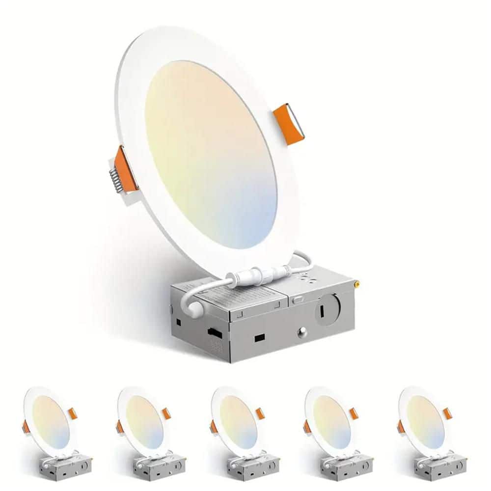 TJOY 6 Pack 6 Inch 5CCT Ultra-Thin LED Recessed Ceiling Light with