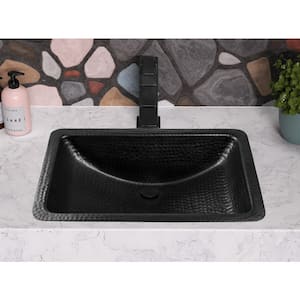 Monarch Matte Black Hand Hammered Venetian Dual Mount Bathroom Vanity Sink (21 inches)