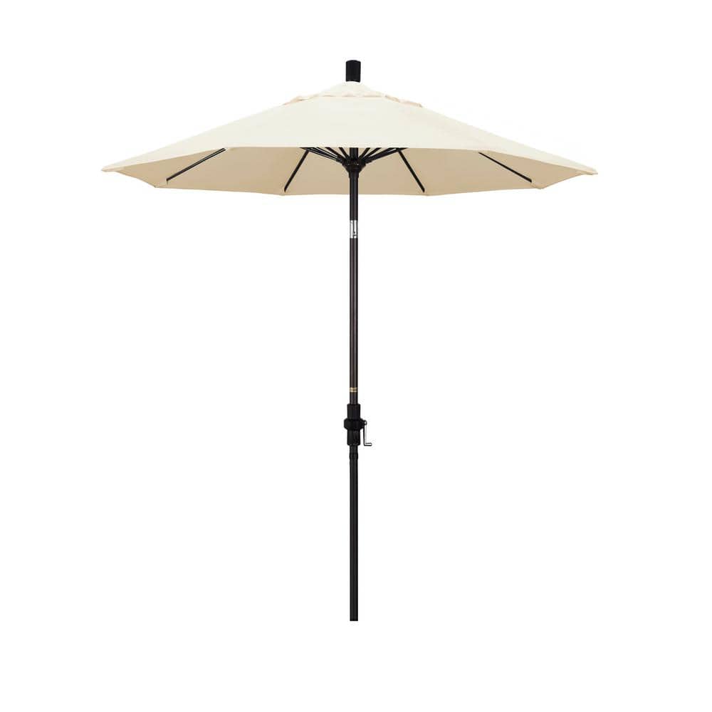 7.5 ft. Bronze Aluminum Pole Fiberglass Ribs Market Collar Tilt Crank Lift Outdoor Patio Umbrella in Canvas Sunbrella price history on PriceWatchPro