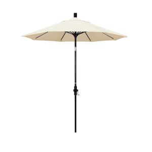 7.5 ft. Bronze Aluminum Pole Fiberglass Ribs Market Collar Tilt Crank Lift Outdoor Patio Umbrella in Canvas Sunbrella