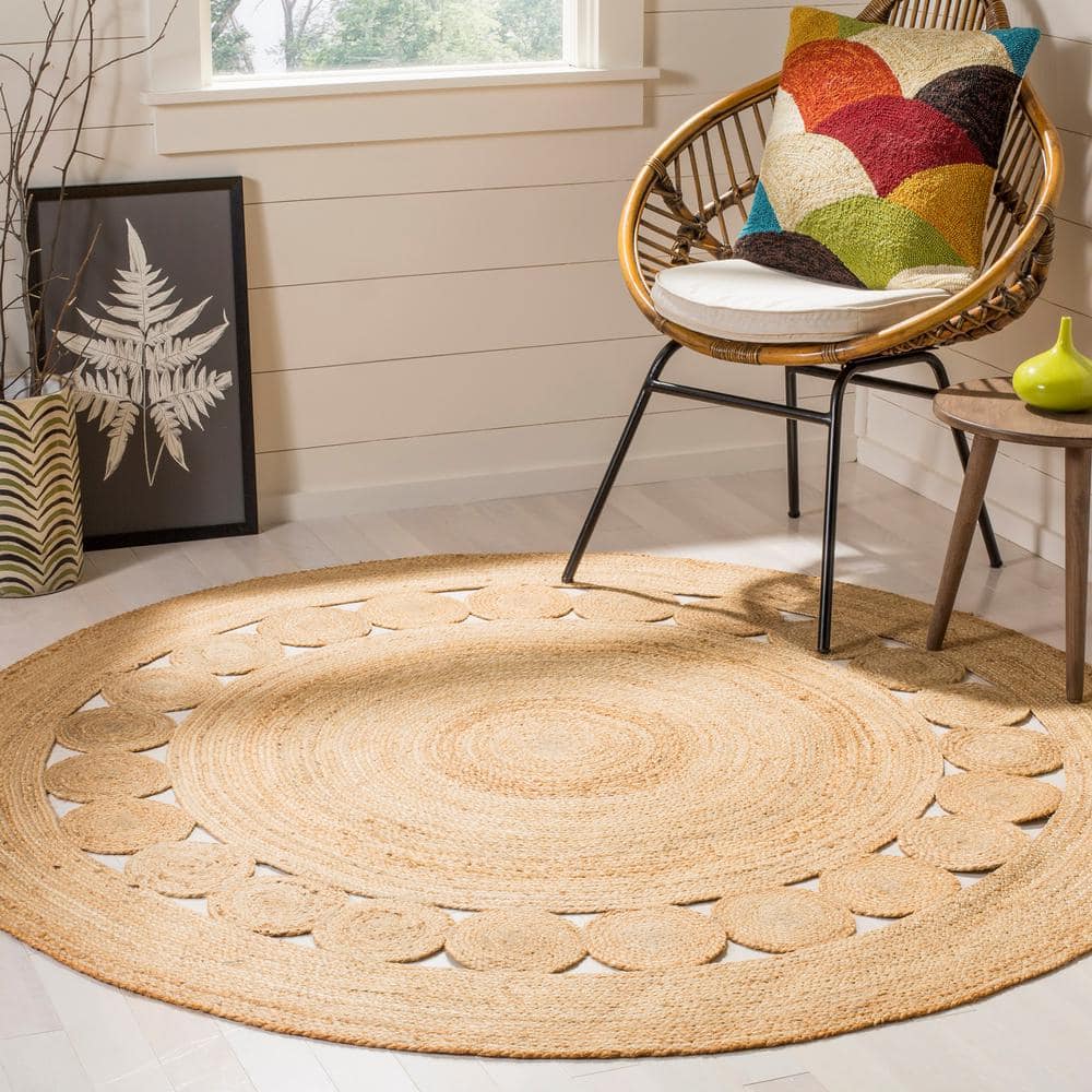 Hand-Knotted Artisan Jute 9' Round Rug in Natural Tone