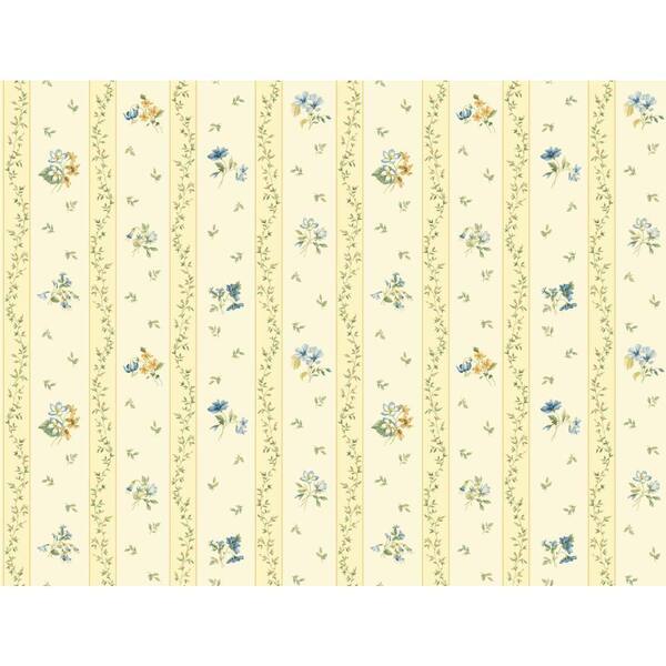 York Wallcoverings Floral Toss Stripe Wallpaper