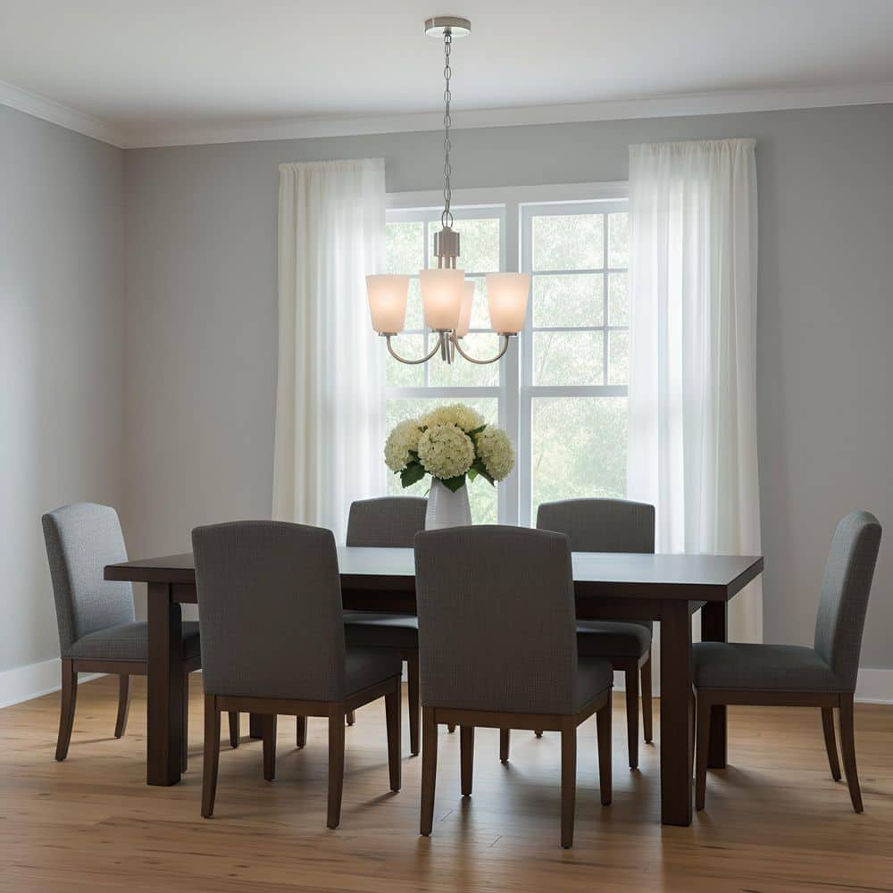 Miles 3-Light Brushed Nickel with White Glass Shades Transitional Dimmable Chandelier price history on PriceWatchPro