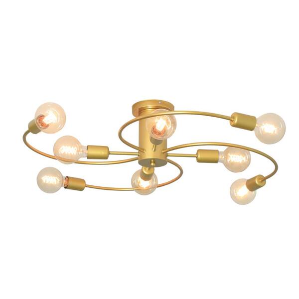 UMEILUCE 31.4 in. 8-Light Sputnik Gold Flush Mount for Living Room Bedroom