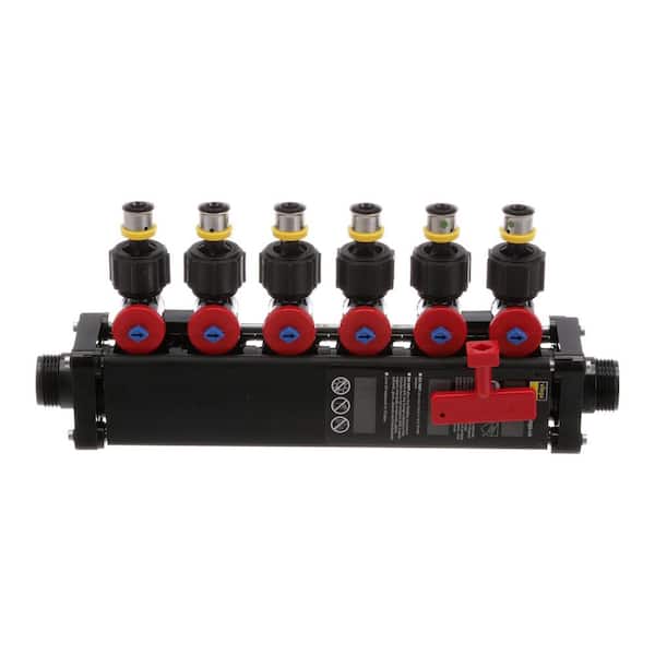 Manabloc 1/2 in. x 6-Port Press MiniBloc Polymer Zoning Manifold