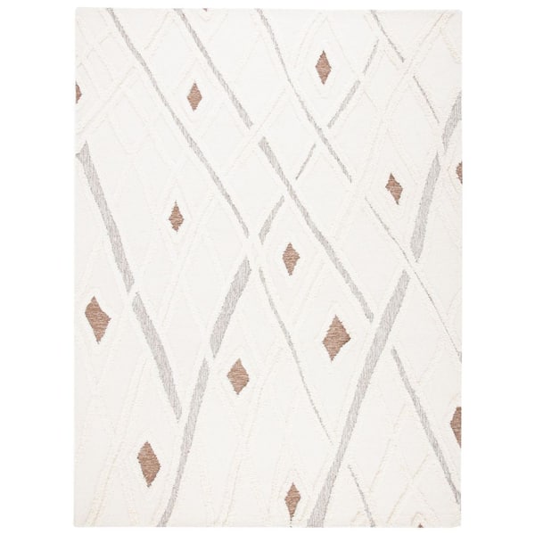 SAFAVIEH Casablanca Ivory/Brown 10 ft. x 14 ft. Abstract High-Low Area Rug
