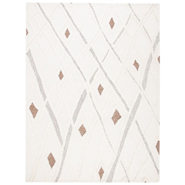 SAFAVIEH Casablanca Ivory/Brown 11 ft. x 15 ft. Abstract High-Low Area Rug