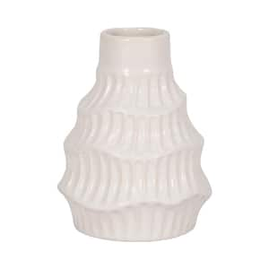 6 in. White Stoneware Round Decorative Vase