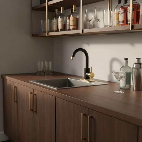 Single Handle Bar Faucet with All Mounting Hardware in Black and Gold