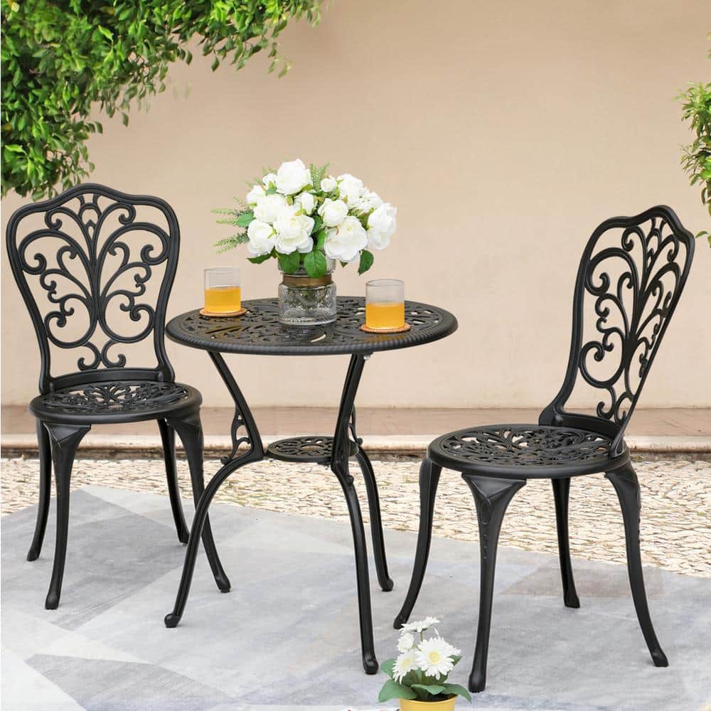 Nuu Garden 3-Piece Cast Aluminum Patio Bistro Set Rust-Proof Outdoor Furniture Set - 3
