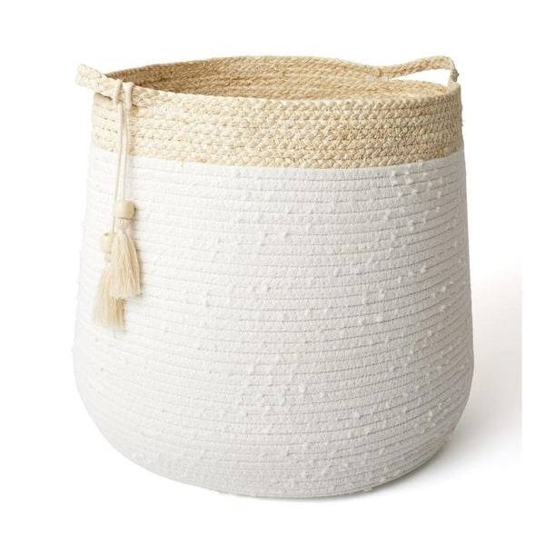 Extra Large Cotton Storage hotsell Basket (56cm x 36cm) - Woven with Handles, Yellow/White