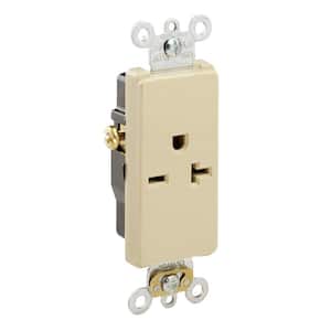 Decora 20 Amp Plus Commercial Grade Self Grounding Single Outlet, Ivory