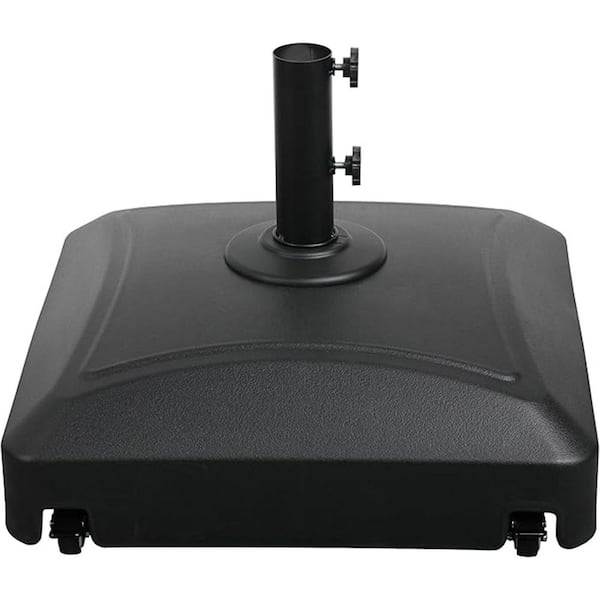 77 lbs. Fillable Capacity HDPE Plastic Mobile Patio Umbrella Base in Black