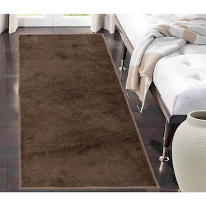 Euro Solid Dark Beige 32 in. Width x Your Choice Length Custom Size Runner Rug