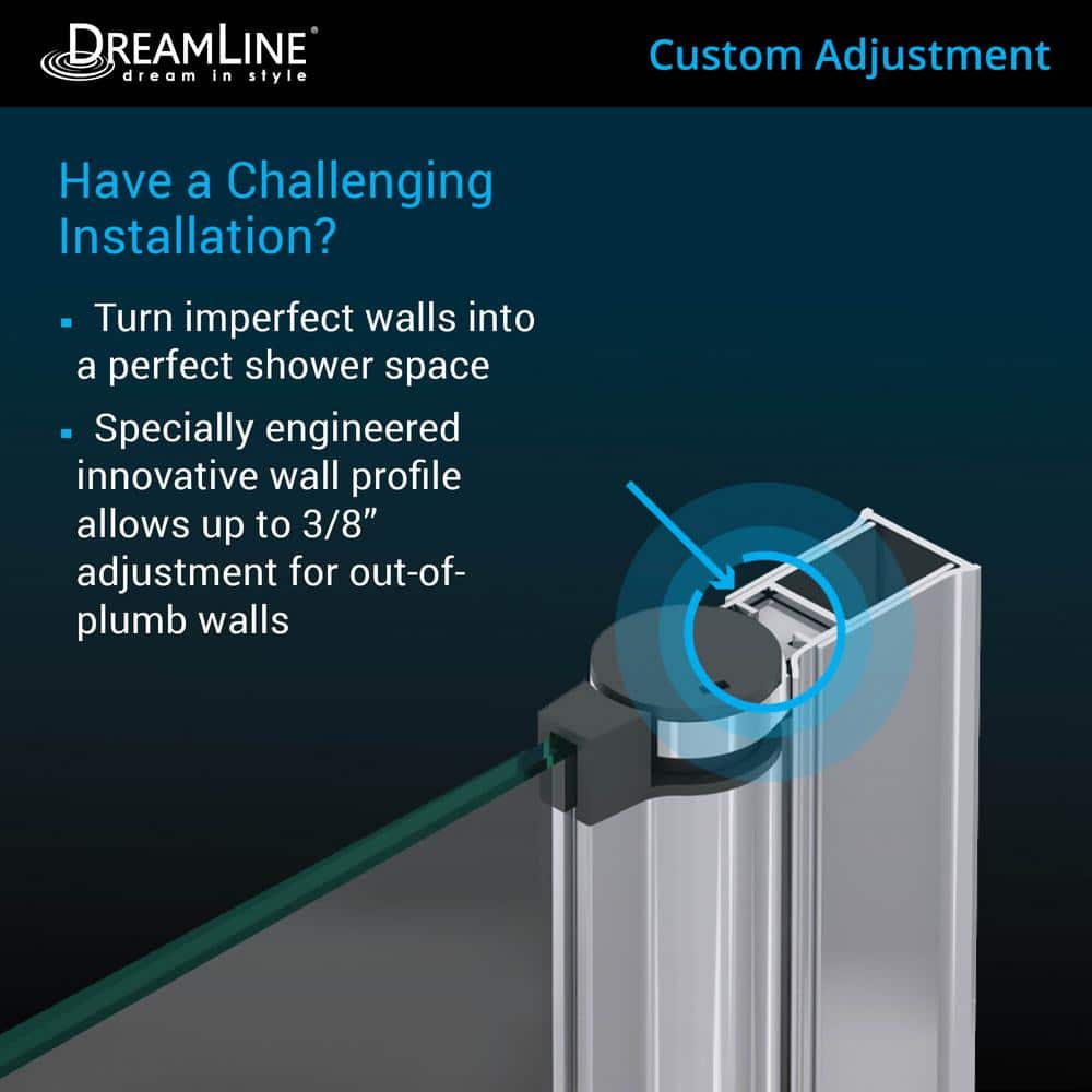 Chrome Frameless Hinged Shower Door with Clear Glass