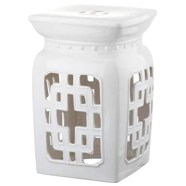 SAFAVIEH Beijing Filigree Antique White Ceramic Garden Stool