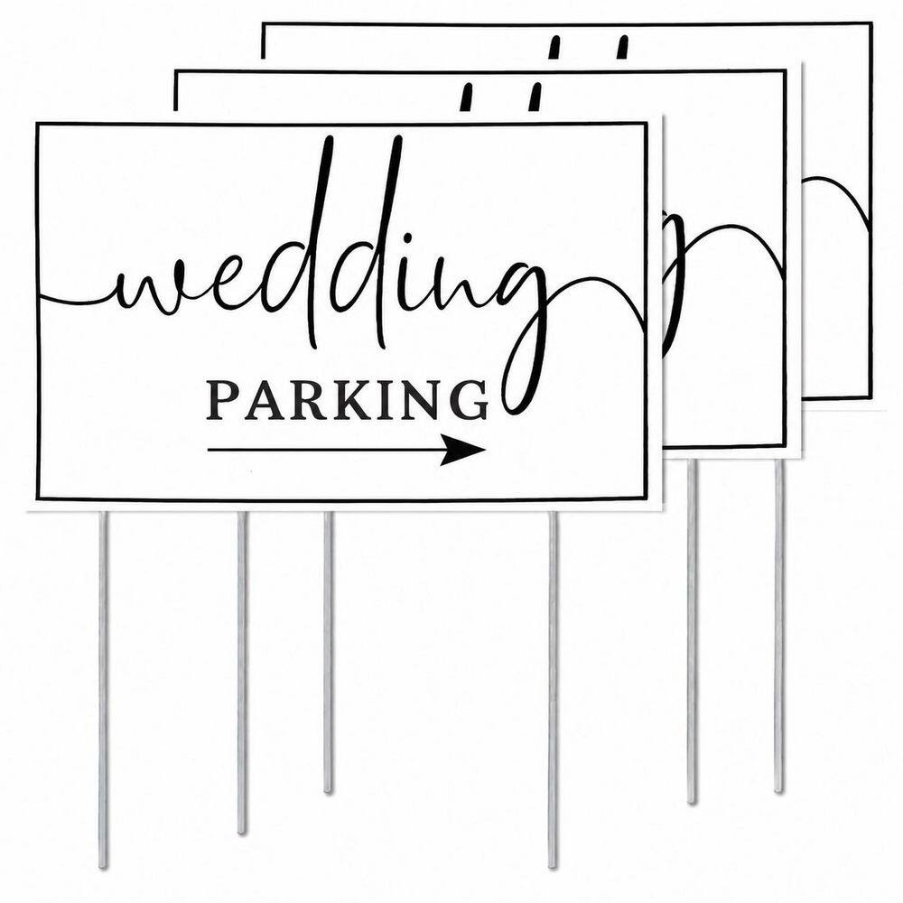 3 Pack Double Sided Printed Metal Wedding Parking Arrow Signs with Stakes Waterproof Yard Directional Decor price history on PriceWatchPro