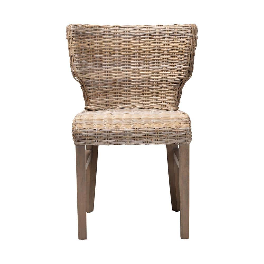 Bohemian Brown Rattan & Mahogany Low Dining Chair Set