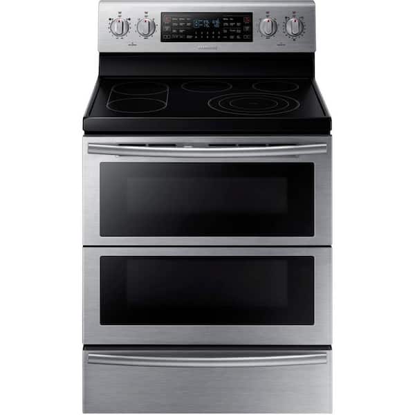 Samsung 30 in. 5.9 cu. ft. Flex Duo Double Oven Electric Range with Self-Cleaning Convection Dual Door Oven in Stainless Steel