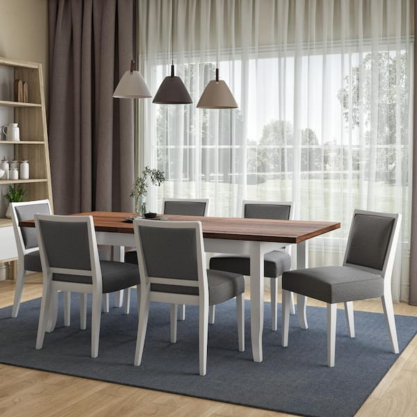 Armless Dining Chairs Fine Polyester, Charcoal Gray Dining Room Set