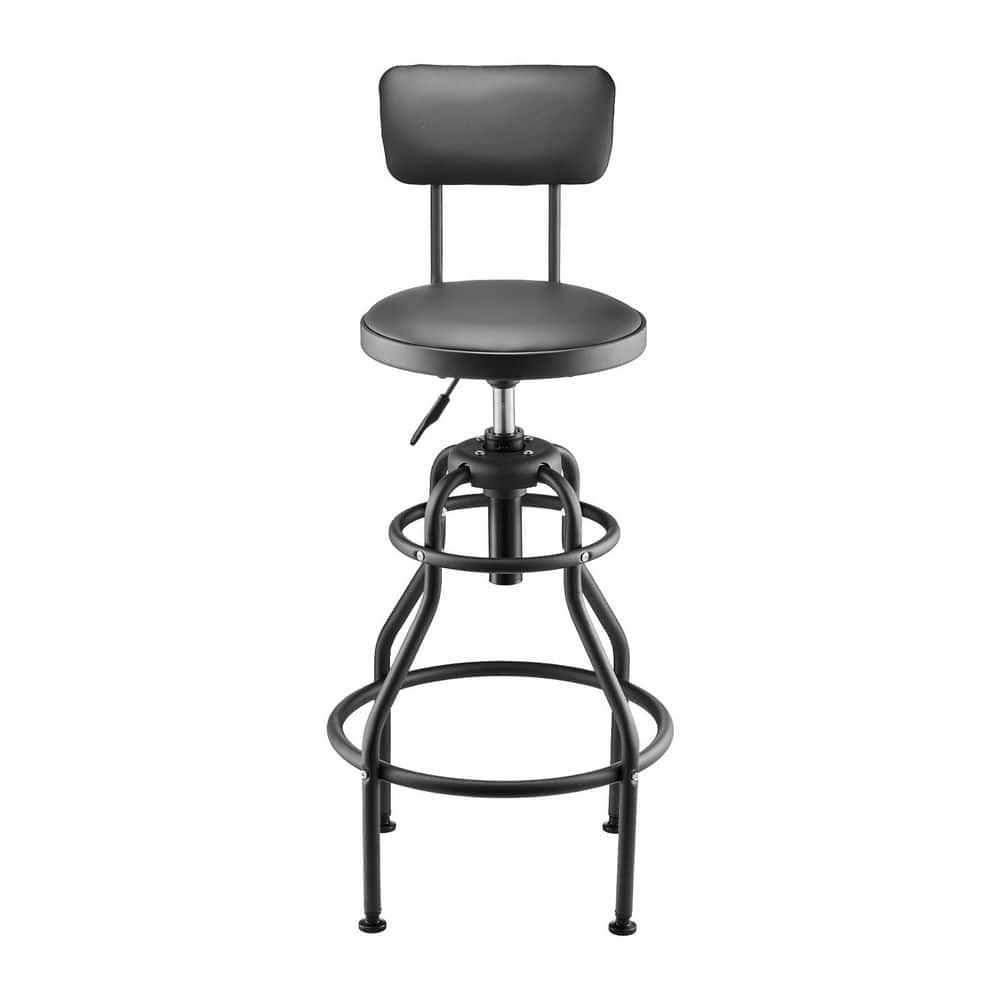 SKYSHALO Shop Stool with Backrest, Black, 300 lbs. Capacity