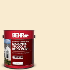 1 gal. #OR-W4 Nice Cream Satin Interior/Exterior Masonry, Stucco and Brick Paint