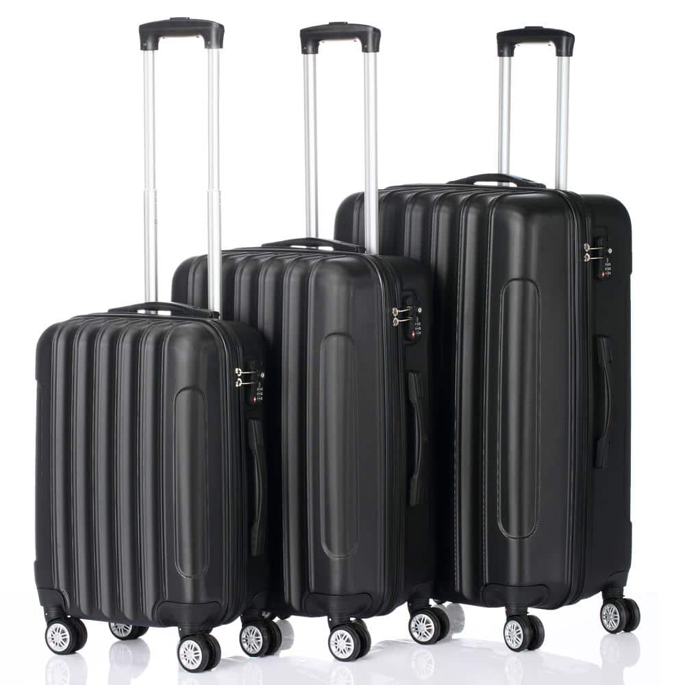 Winado Nested Hardside Luggage Set in Black, 3-Piece - TSA Compliant ...