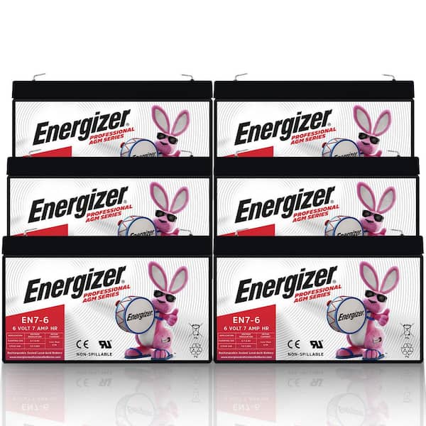 EN7-6-6 PACK-6 Volt 7 Amp Hr, Long Lasting Sealed Lead Acid AGM Rechargeable Battery