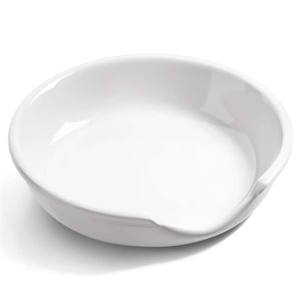 4.8 in. Ceramic Spoon Rest with Spoon Holder for Utensil Rest, Stove Top, Kitchen Counter, Cooking, True White (1-Pack)