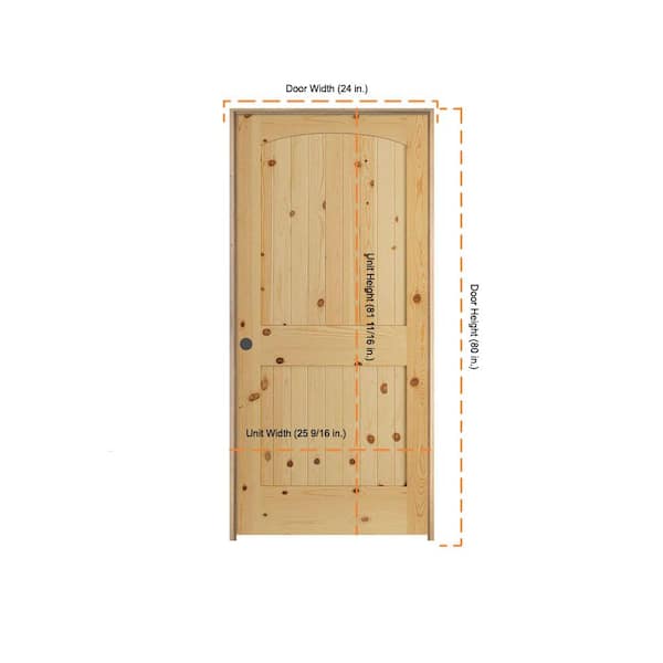JELD-WEN 24 in. x 80 in. Knotty Pine Unfinished Right-Hand 2-Panel