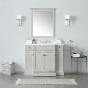 Teagen 42 in. W Bath Vanity in Vintage Grey with Cultured Stone Vanity Top in White with White Basin