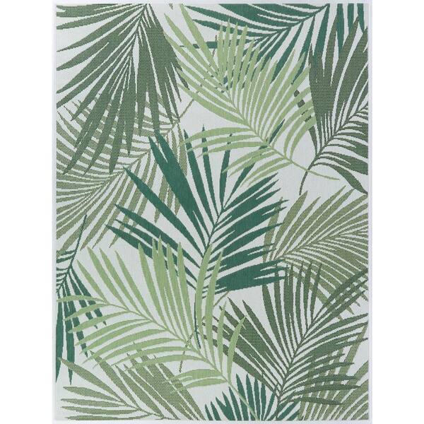 Hampton Bay Green Palms 6 ft. x 9 ft. Indoor/Outdoor Area Rug