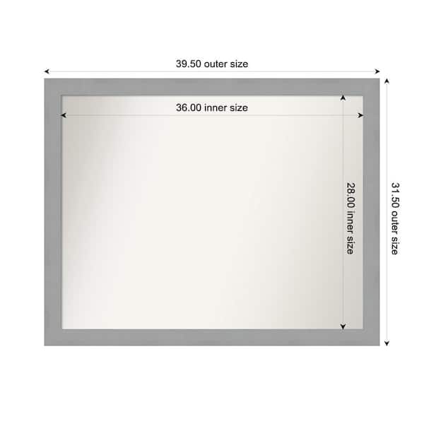 Amanti Art Brushed Nickel 39.5 in. x 31.5 in. Custom Non-Beveled Recycled Polystyrene Framed Bathroom Vanity Wall Mirror