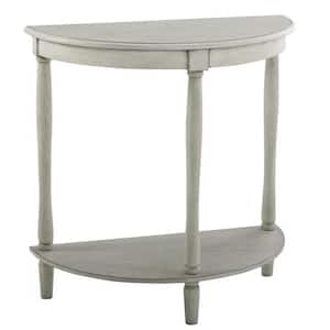 28 in. Gray Semi Circle Wood End/Side Table with Wooden Frame